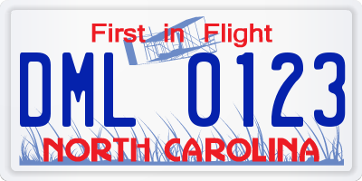 NC license plate DML0123