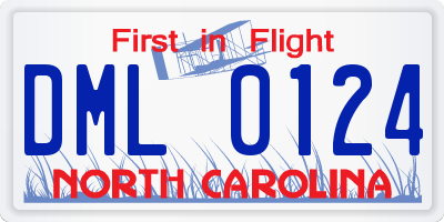 NC license plate DML0124