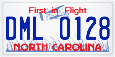 NC license plate DML0128