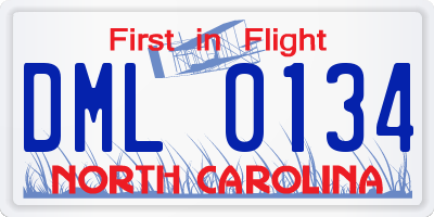 NC license plate DML0134