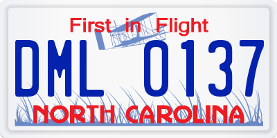 NC license plate DML0137