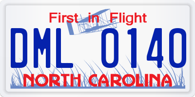 NC license plate DML0140