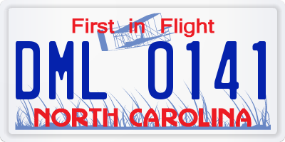 NC license plate DML0141
