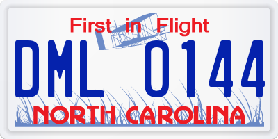 NC license plate DML0144