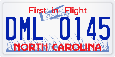 NC license plate DML0145