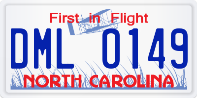 NC license plate DML0149