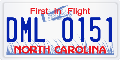 NC license plate DML0151