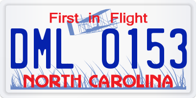 NC license plate DML0153