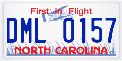 NC license plate DML0157
