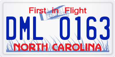 NC license plate DML0163