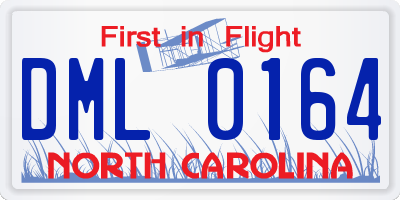 NC license plate DML0164