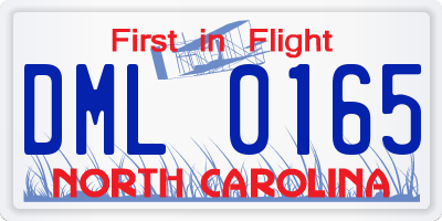NC license plate DML0165