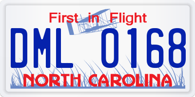NC license plate DML0168
