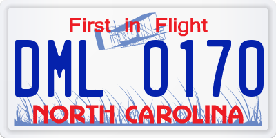 NC license plate DML0170