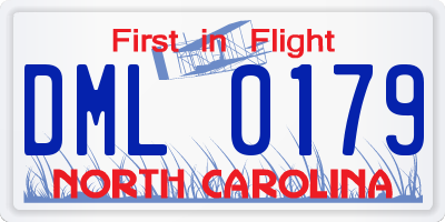 NC license plate DML0179