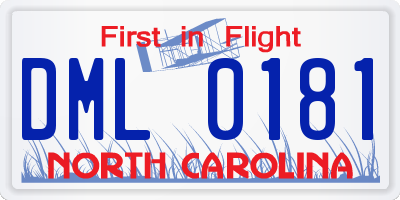 NC license plate DML0181