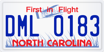 NC license plate DML0183