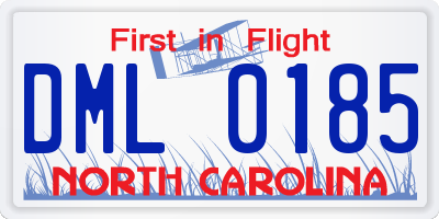 NC license plate DML0185