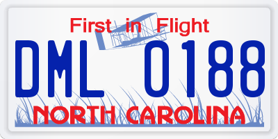 NC license plate DML0188