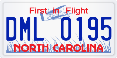 NC license plate DML0195