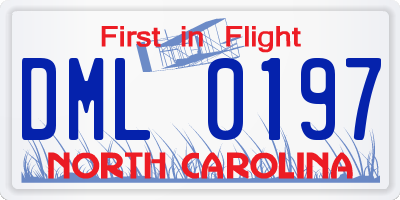 NC license plate DML0197