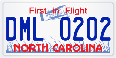 NC license plate DML0202