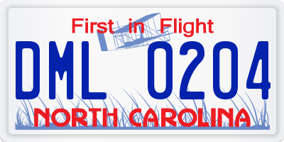 NC license plate DML0204