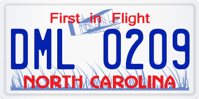 NC license plate DML0209