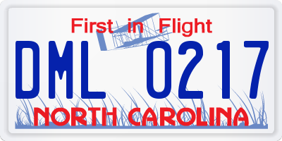 NC license plate DML0217