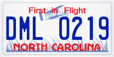 NC license plate DML0219