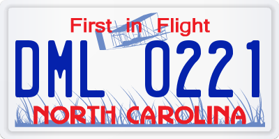 NC license plate DML0221