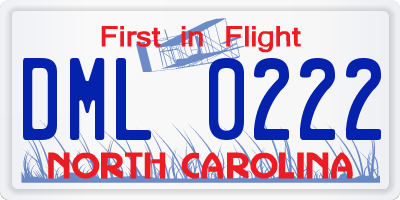 NC license plate DML0222
