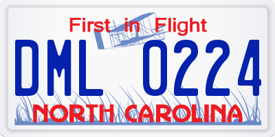 NC license plate DML0224