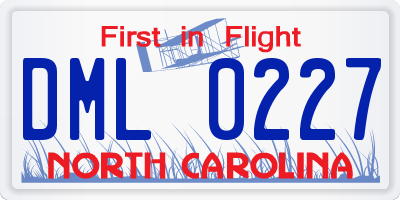 NC license plate DML0227