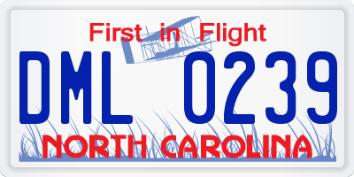 NC license plate DML0239
