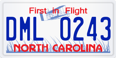 NC license plate DML0243