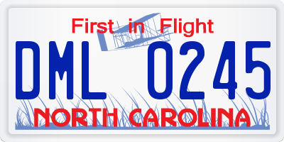 NC license plate DML0245