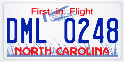 NC license plate DML0248