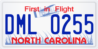 NC license plate DML0255