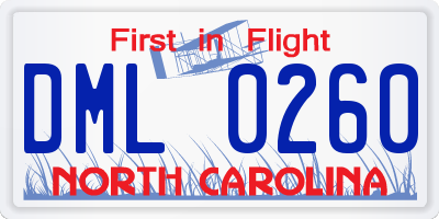 NC license plate DML0260