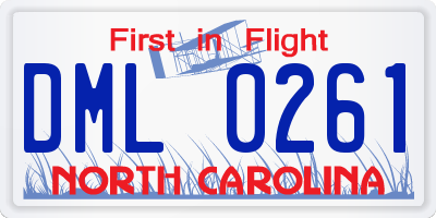 NC license plate DML0261