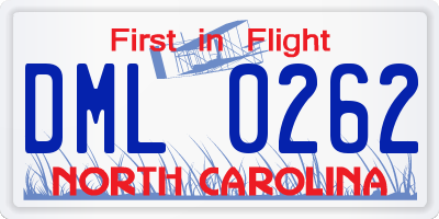 NC license plate DML0262