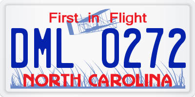 NC license plate DML0272