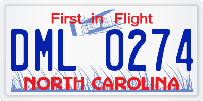 NC license plate DML0274