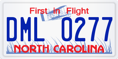 NC license plate DML0277