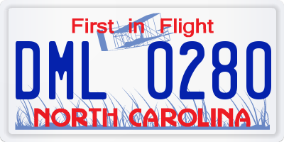 NC license plate DML0280