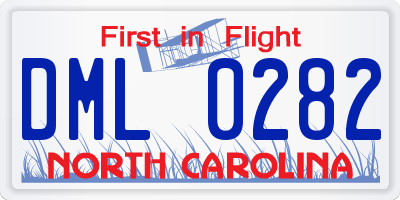 NC license plate DML0282
