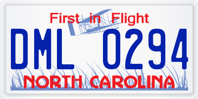 NC license plate DML0294