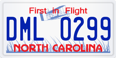 NC license plate DML0299