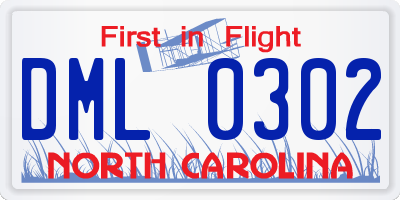 NC license plate DML0302